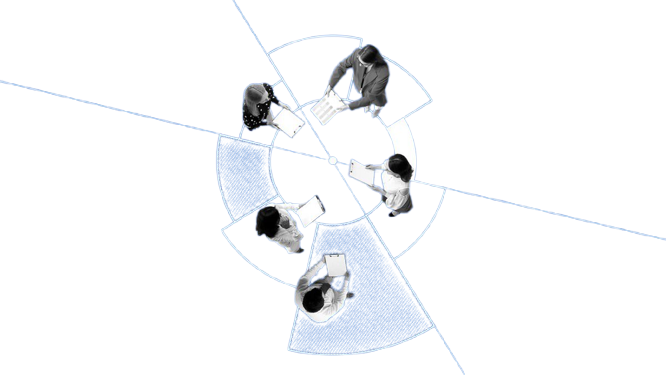 Team collaborating around a table